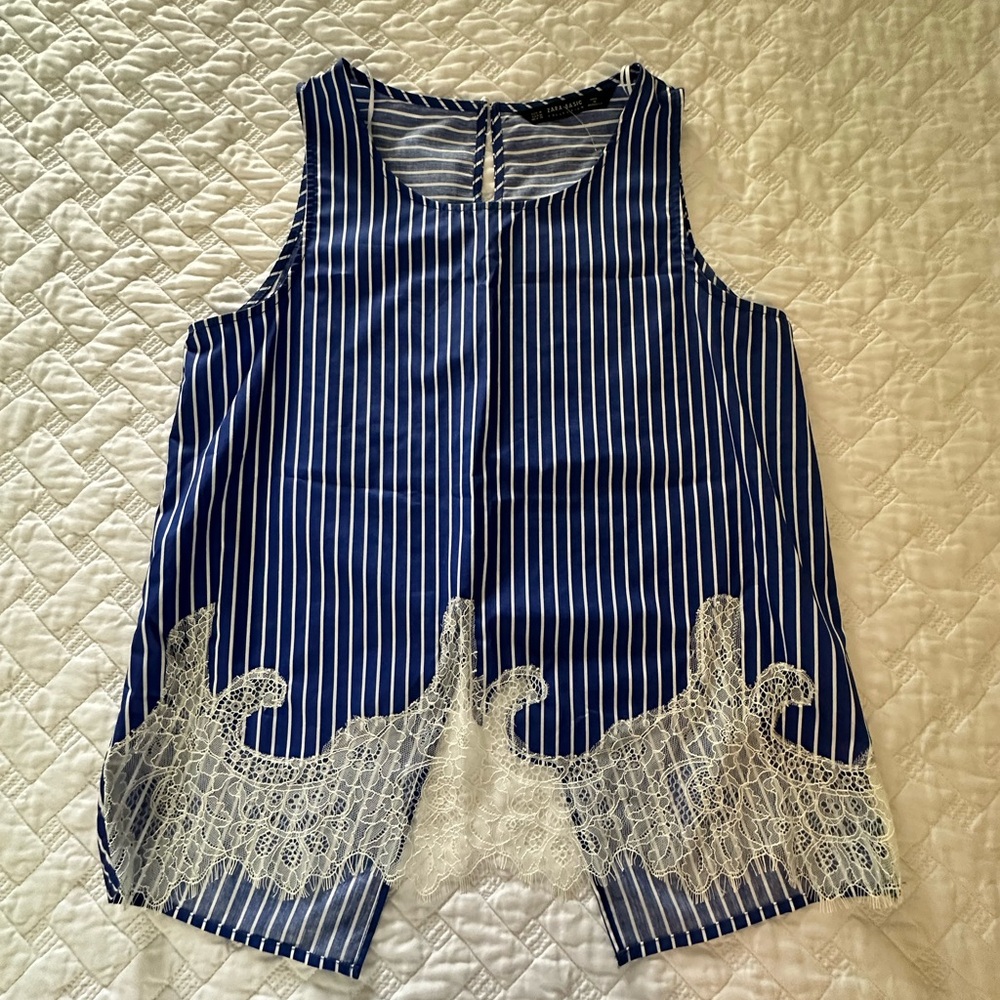 Zara Blue Asymmetrical Cut Out Tank Top